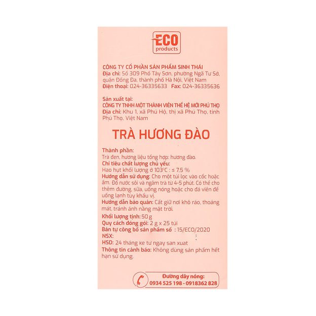 Trà Cozy Đào hộp 50g (25 gói x 2g) - Trà túi lọc