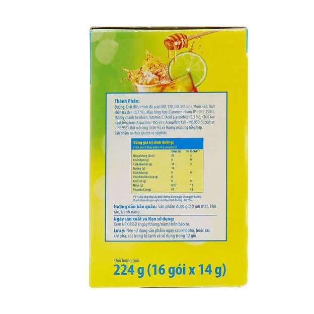 Trà Lipton Ice Tea chanh mật ong hộp 224g (16 gói x 14g)