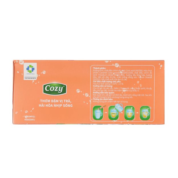 Trà Cozy Ice Tea Đào hộp 240g (16 gói x 15g) Trà Hòa Tan